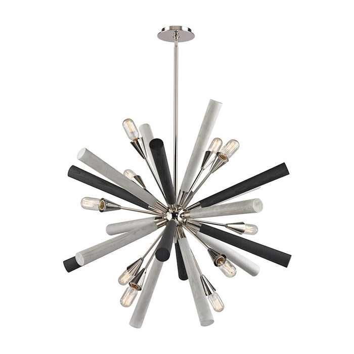 ELK Lighting Solara 10-Light Chandelier, Nickel/Grey Wood Spindles