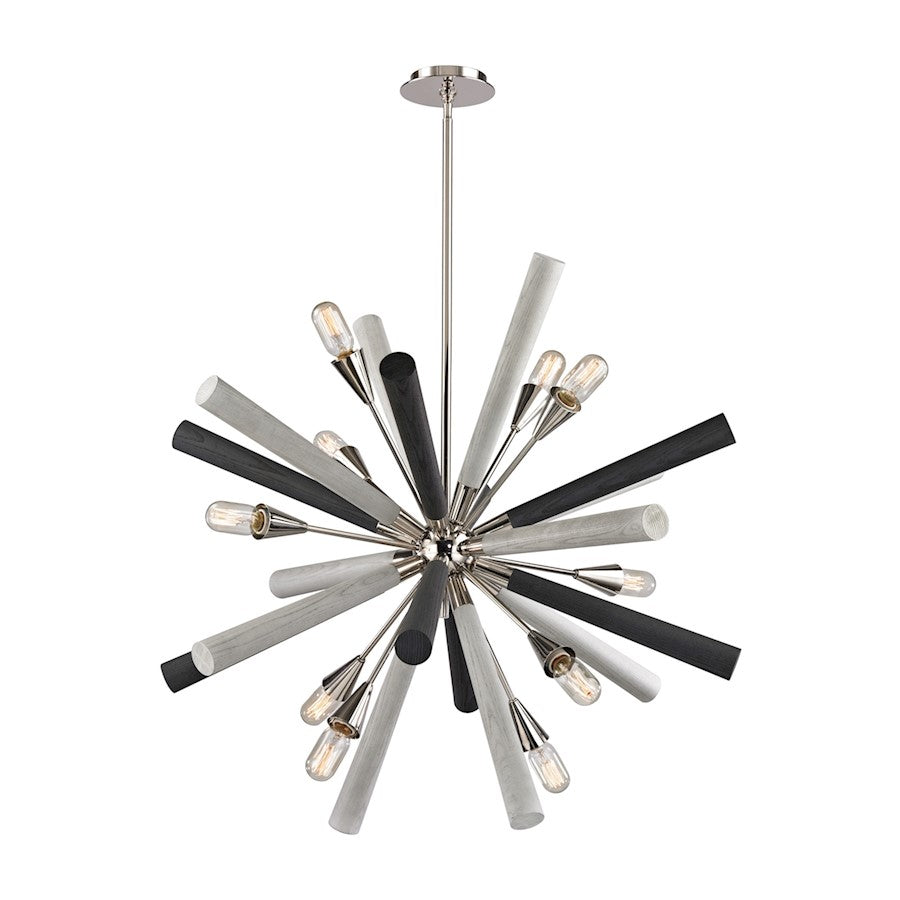 ELK Lighting Solara 10-Light Chandelier, Nickel/Grey Wood Spindles