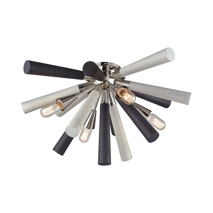 ELK Lighting Solara 4-Light Semi Flush, Nickel/Grey Wood Spindles
