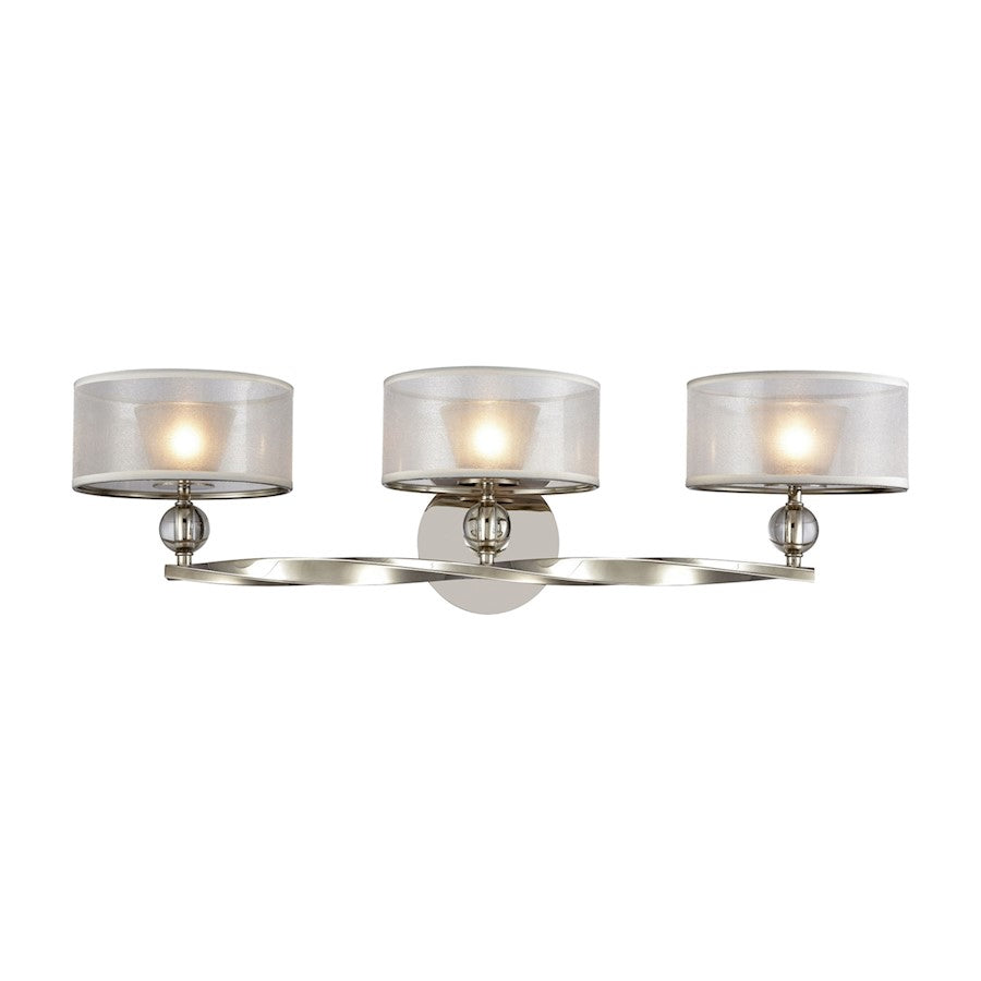 ELK Lighting Corisande Vanity Lamp, Nickel/Silver Drum Shades
