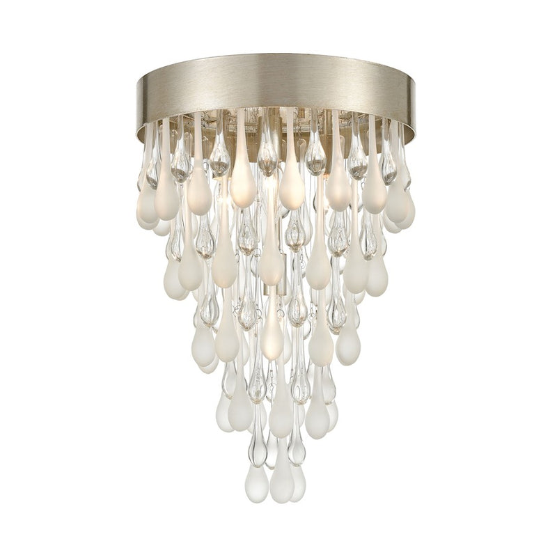 ELK Lighting Morning Frost 4-Light Flush, Silver/Clear /Frosted Drops
