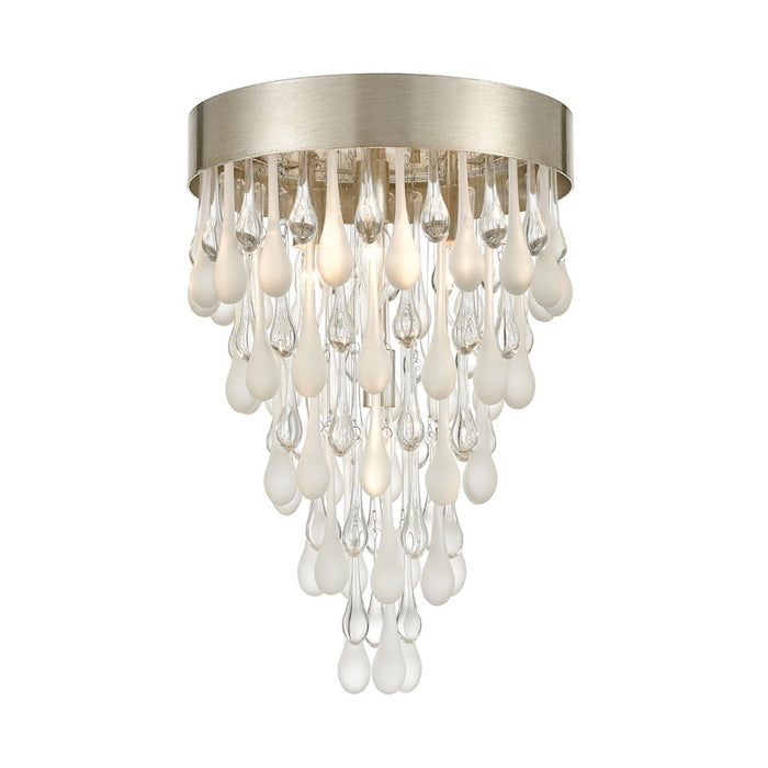 ELK Lighting Morning Frost 4-Light Flush, Silver/Clear /Frosted Drops