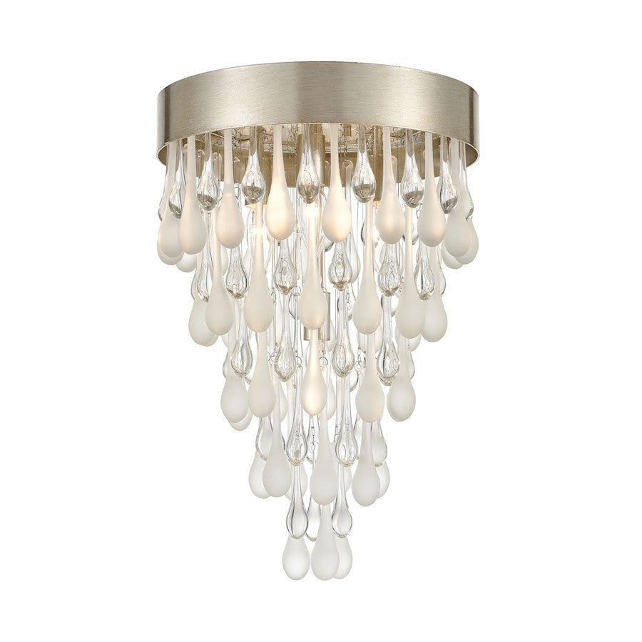 ELK Lighting Morning Frost 4-Light Flush, Silver/Clear /Frosted Drops