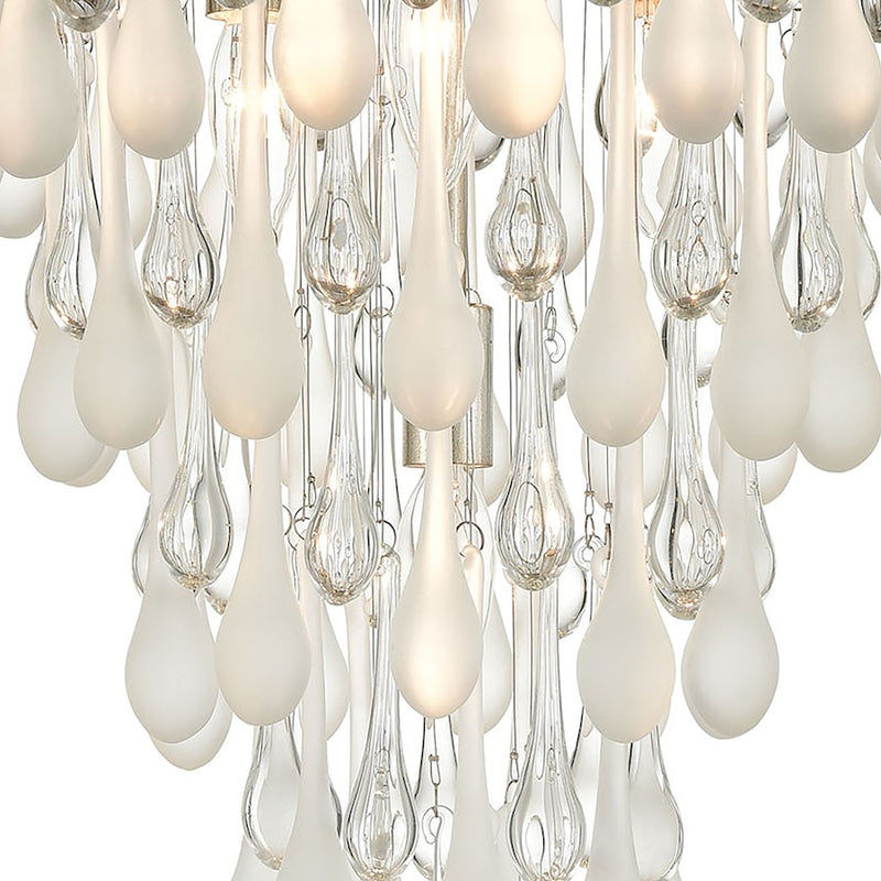 ELK Lighting Morning Frost 4-Light Flush, Silver/Clear /Frosted Drops