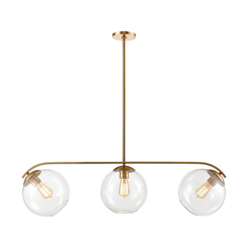 ELK Lighting Collective 3-Light Island Light, Satin Brass/Clear Glass