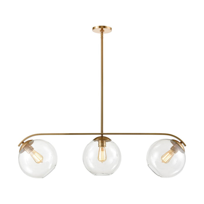 ELK Lighting Collective 3-Light Island Light, Satin Brass/Clear Glass