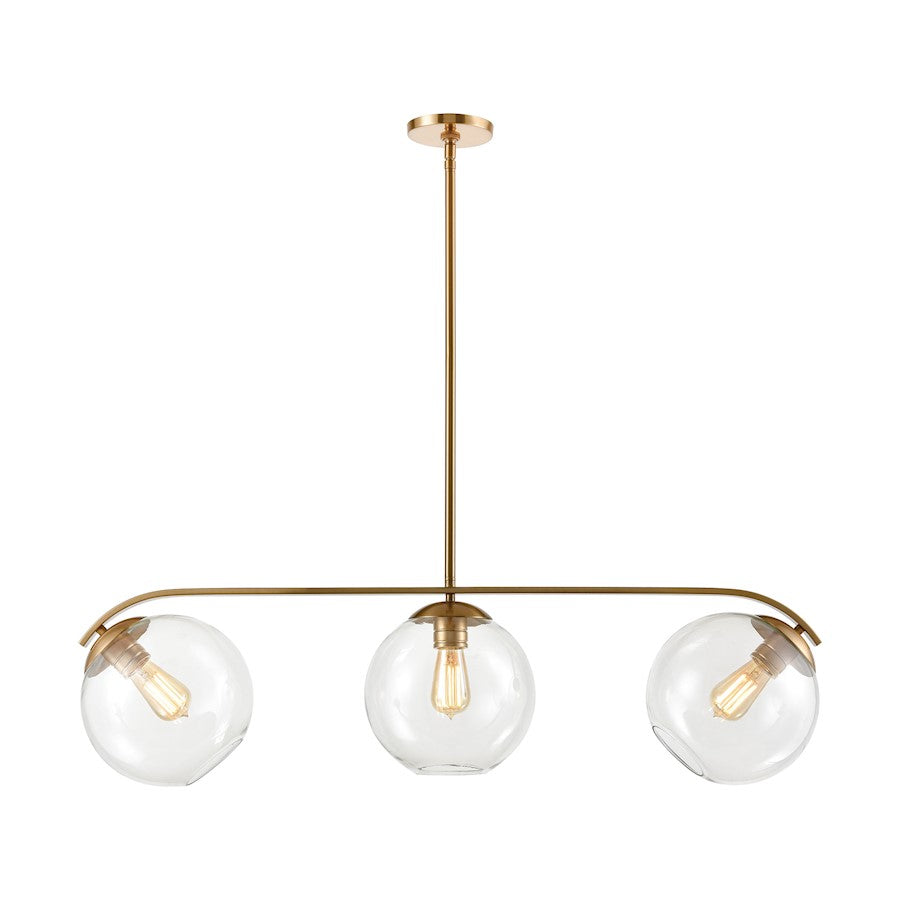 ELK Lighting Collective 3-Light Island Light, Satin Brass/Clear Glass