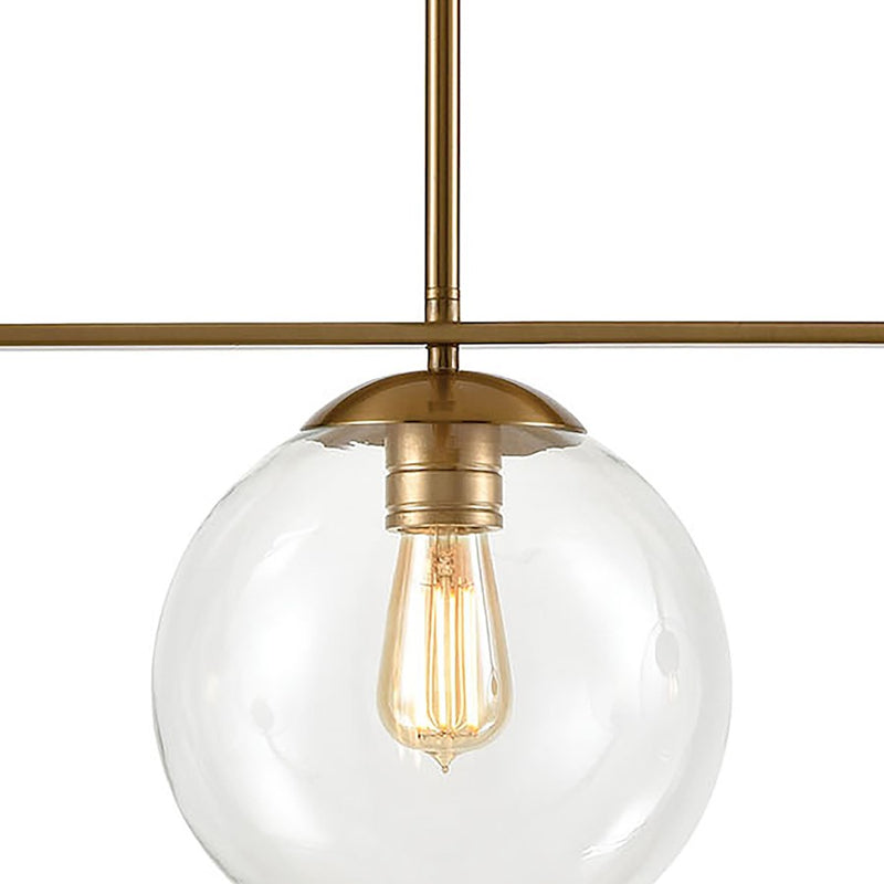 ELK Lighting Collective 3-Light Island Light, Satin Brass/Clear Glass
