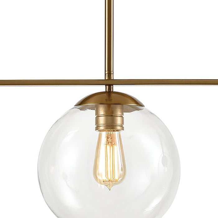 ELK Lighting Collective 3-Light Island Light, Satin Brass/Clear Glass