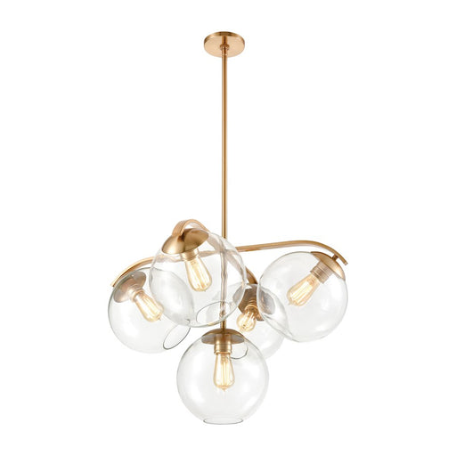 ELK Lighting Collective 5-Light Chandelier, Satin Brass/Clear Glass