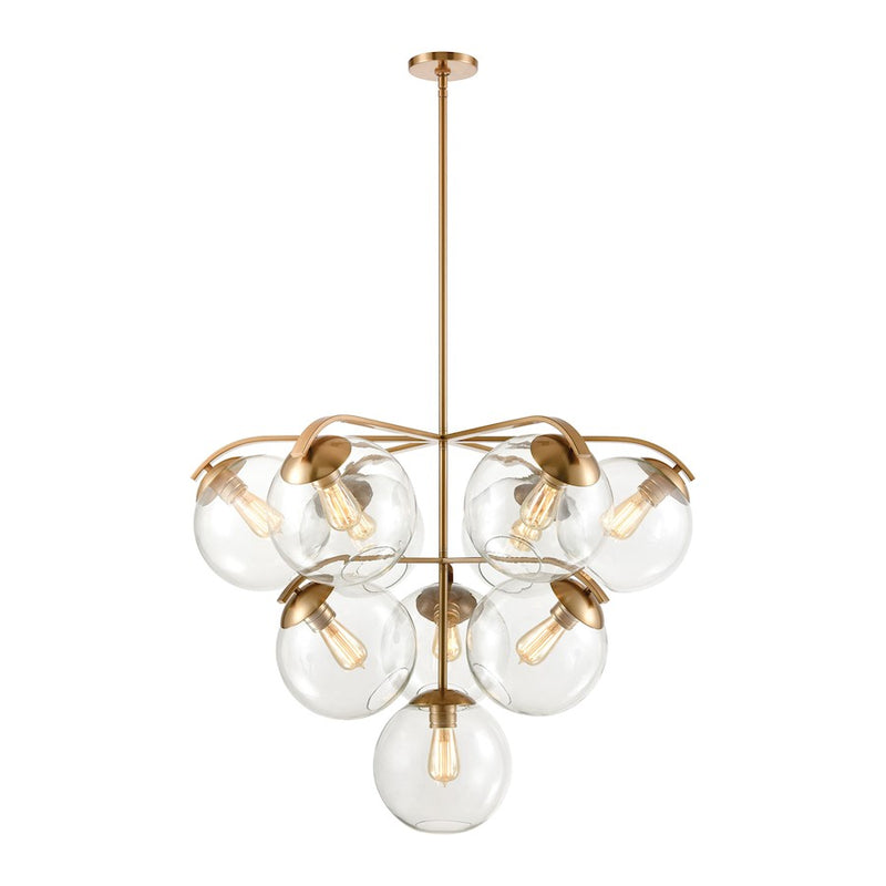 ELK Lighting Collective 10-Light Chandelier, Satin Brass/Clear Glass