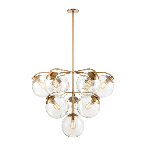 ELK Lighting Collective 10-Light Chandelier, Satin Brass/Clear Glass