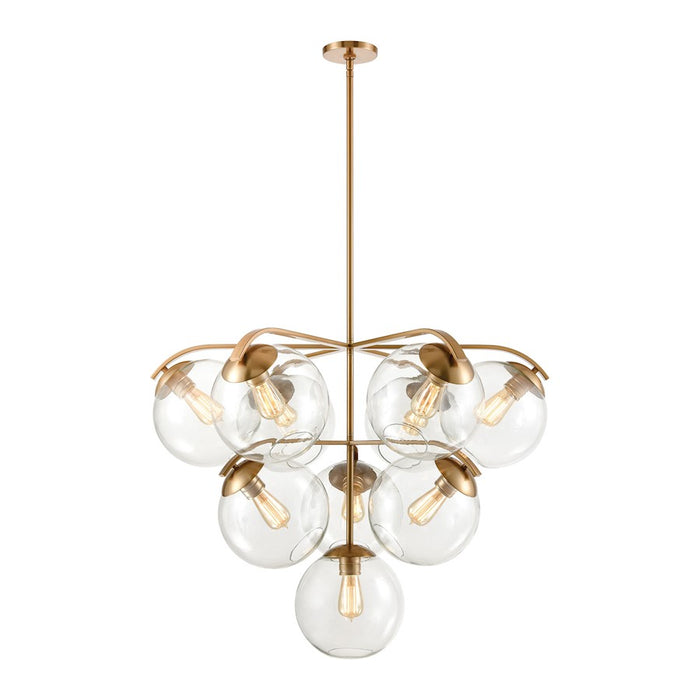 ELK Lighting Collective 10-Light Chandelier, Satin Brass/Clear Glass