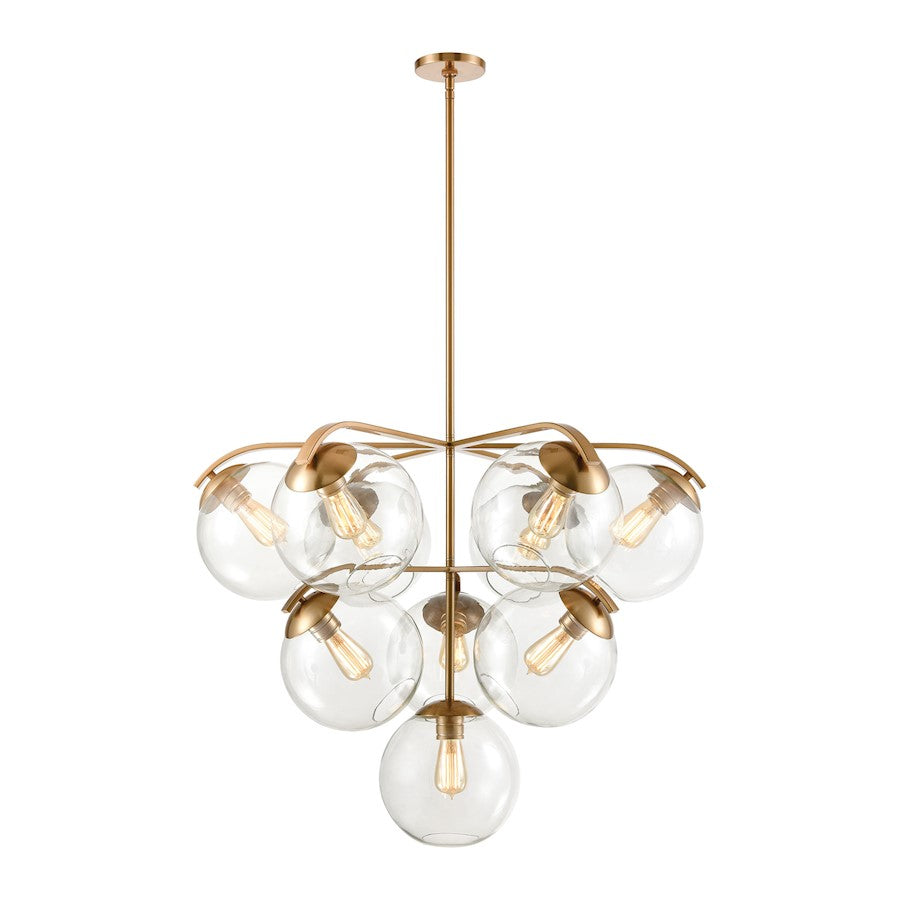 ELK Lighting Collective 10-Light Chandelier, Satin Brass/Clear Glass