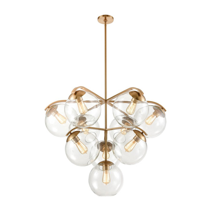 ELK Lighting Collective 10-Light Chandelier, Satin Brass/Clear Glass