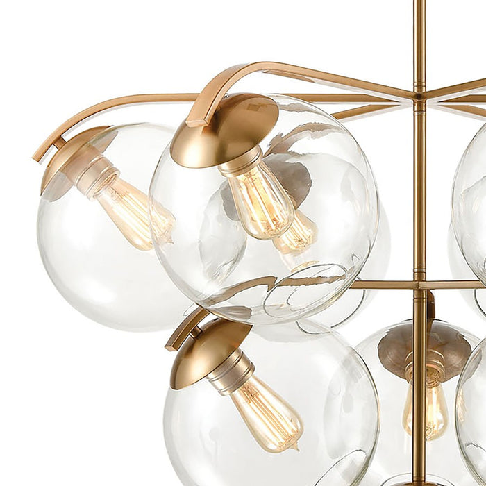 ELK Lighting Collective 10-Light Chandelier, Satin Brass/Clear Glass