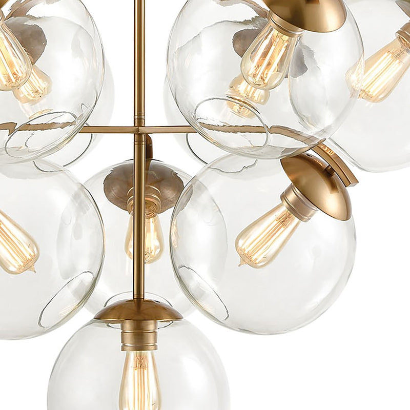 ELK Lighting Collective 10-Light Chandelier, Satin Brass/Clear Glass