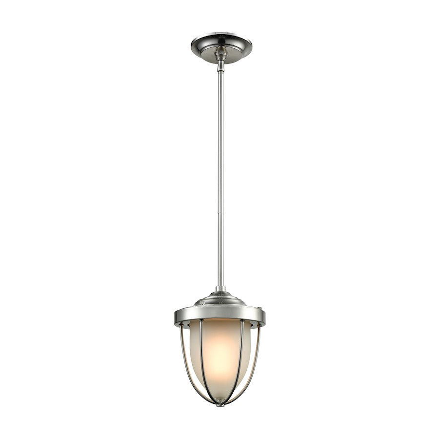 ELK Lighting Sturgis 1-Light Mini Pendant, Nickel/Frosted Blown Glass