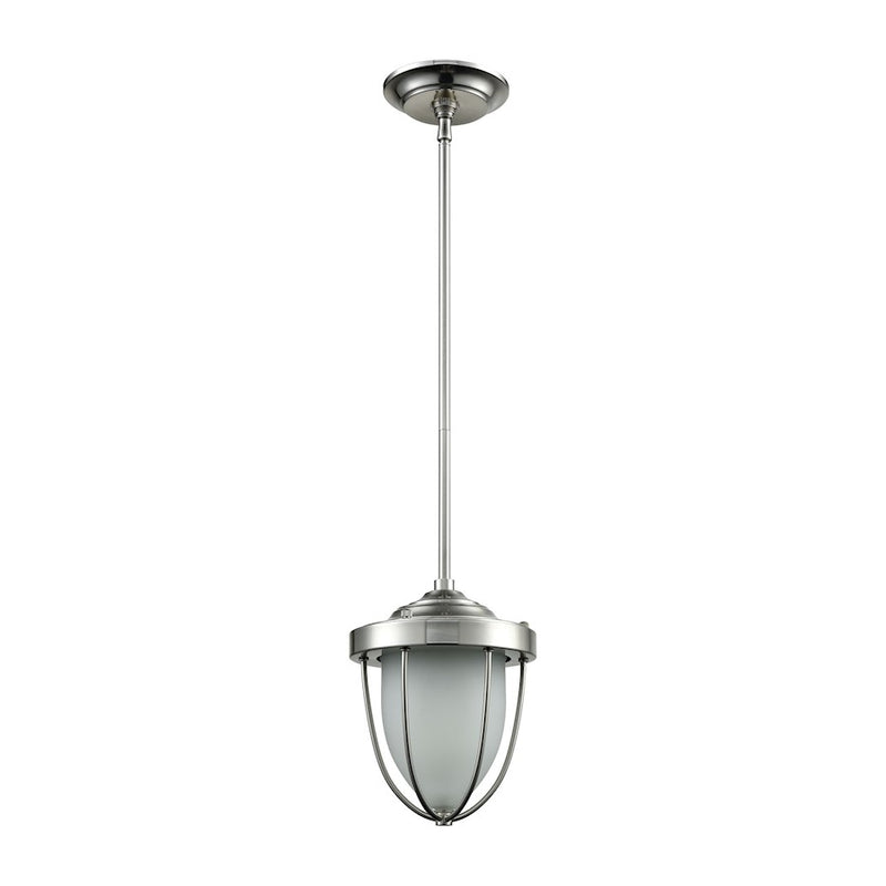ELK Lighting Sturgis 1-Light Mini Pendant, Nickel/Frosted Blown Glass