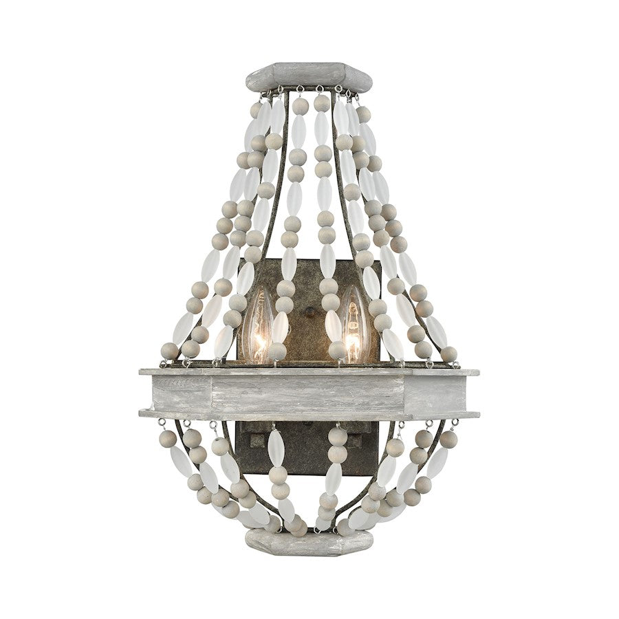 ELK Lighting Summerton 2-Light Sconce, Gray & Malted Rust/Strung Beads