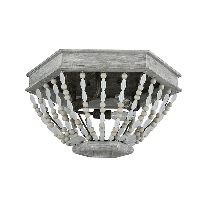 ELK Lighting Summerton 3-Light Flush, Gray & Malted Rust/Strung Beads
