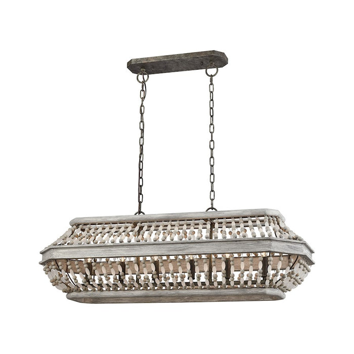 ELK Lighting Summerton 6-Light Linear Chandelier, Gray & Rust