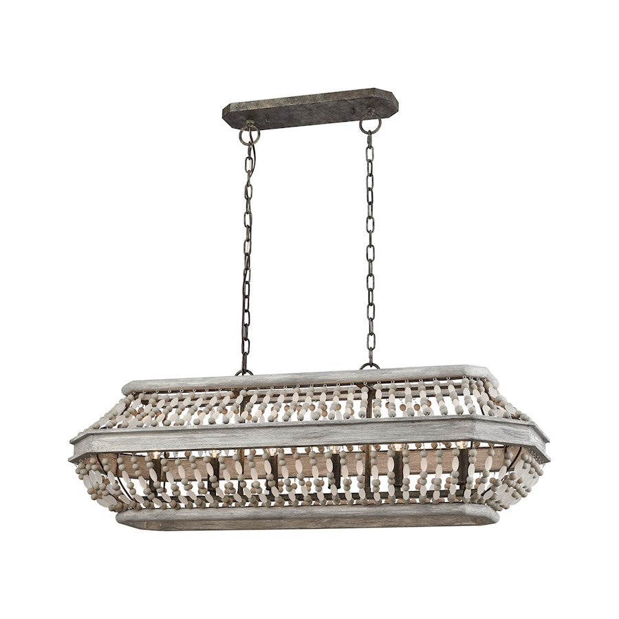 ELK Lighting Summerton 6-Light Linear Chandelier, Gray & Rust