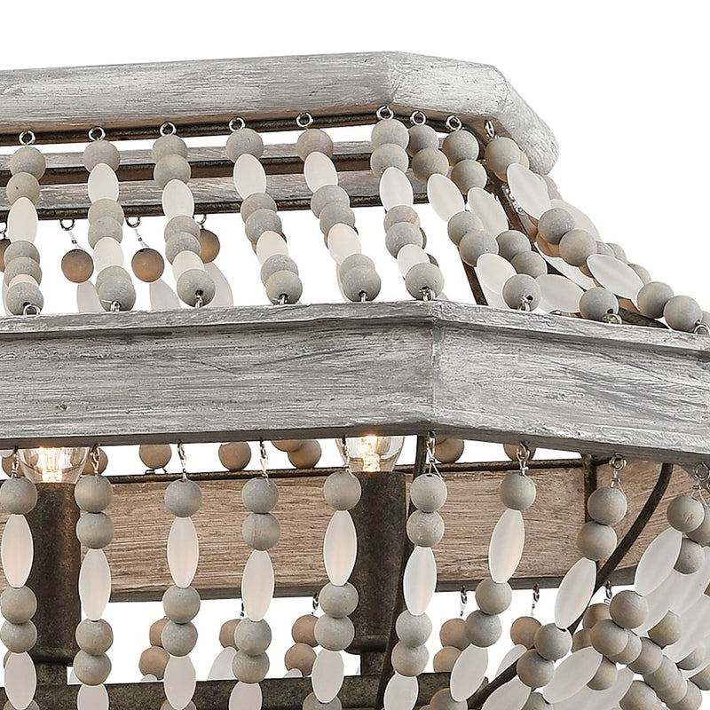 ELK Lighting Summerton 6-Light Linear Chandelier, Gray & Rust