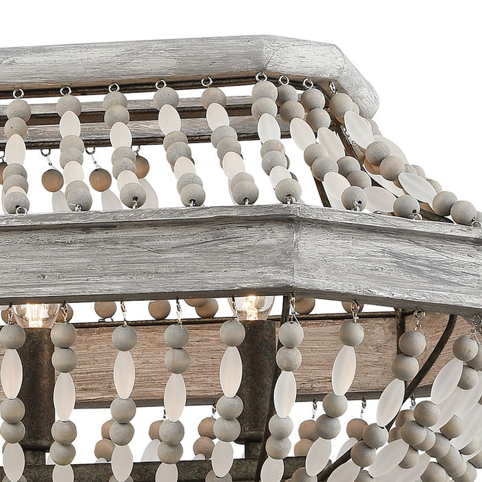 ELK Lighting Summerton 6-Light Linear Chandelier, Gray & Rust