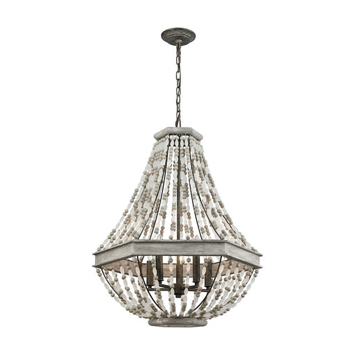 ELK Lighting Summerton Chandelier, Gray & Rust/Strung Beads