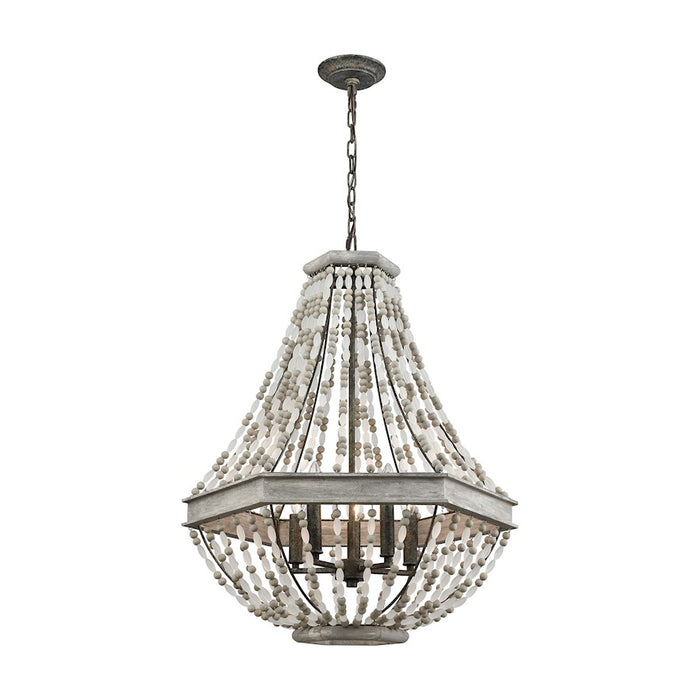 ELK Lighting Summerton Chandelier, Gray & Rust/Strung Beads