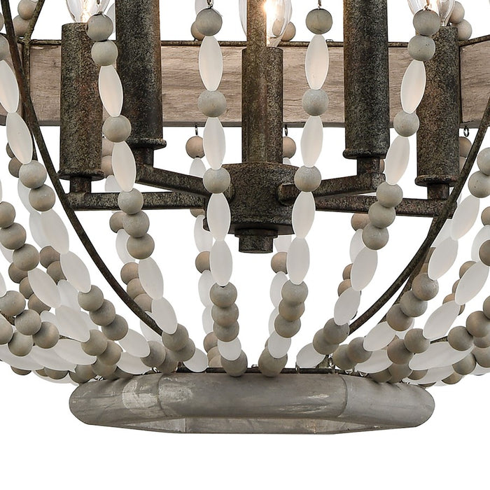 ELK Lighting Summerton Chandelier, Gray & Rust/Strung Beads