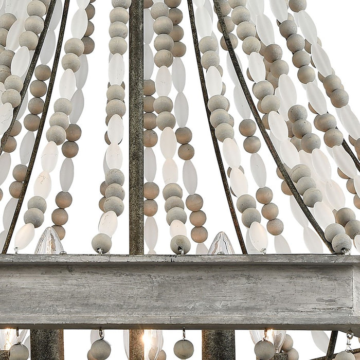 ELK Lighting Summerton Chandelier, Gray & Rust/Strung Beads