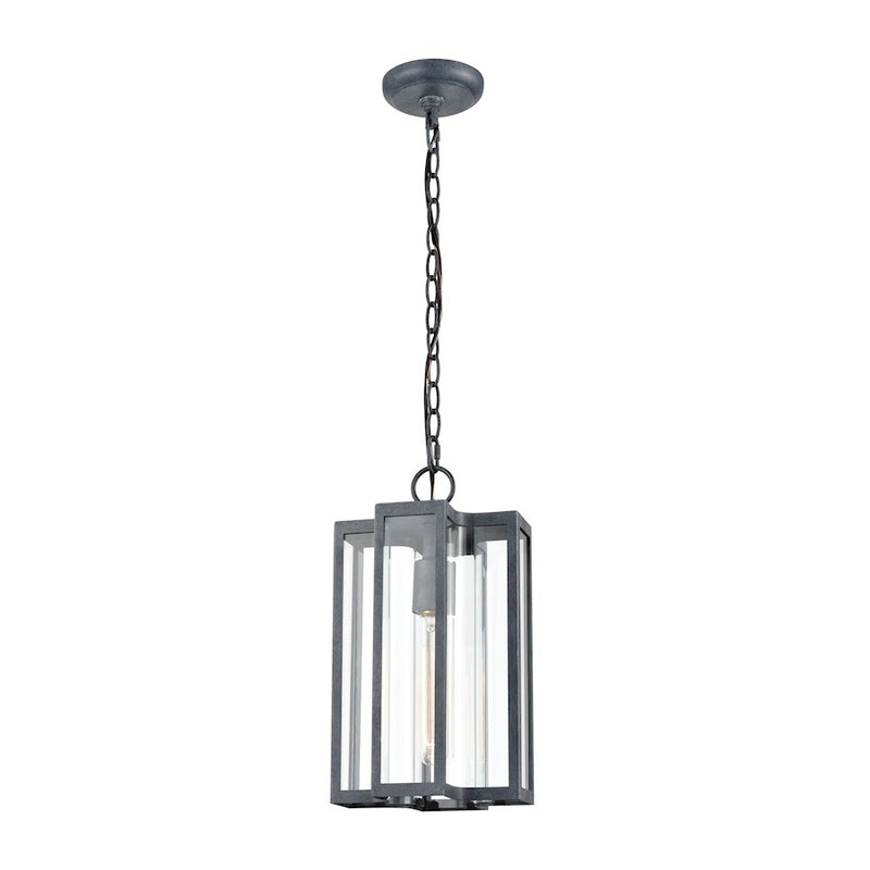 ELK Lighting Bianca 1-Light Hanging, Aged Zinc/Clear