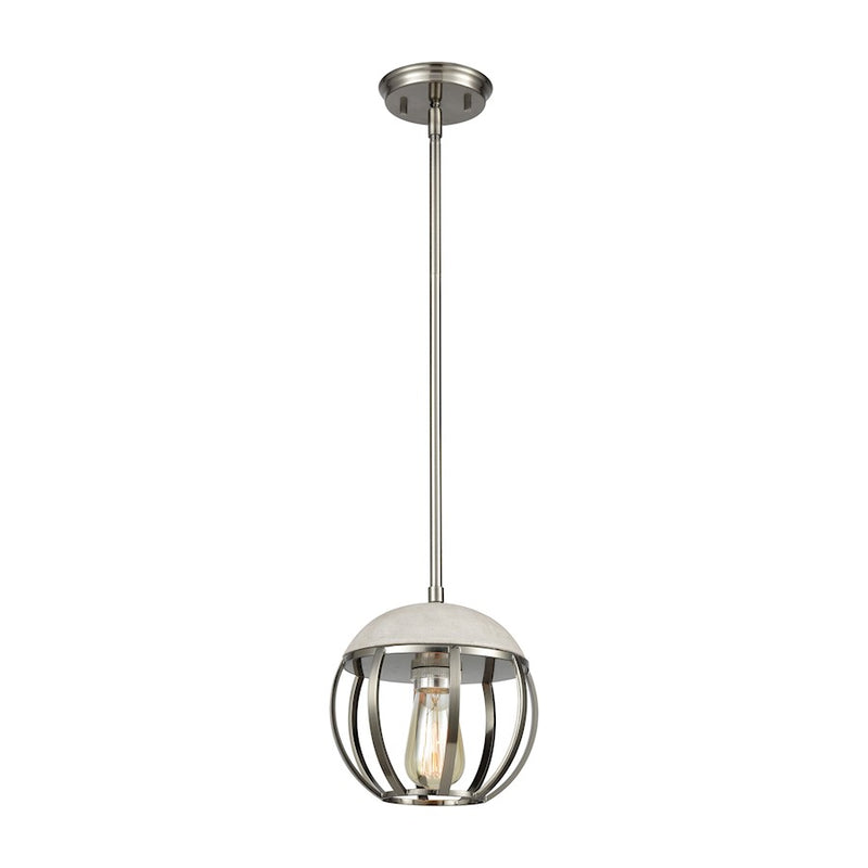 ELK Lighting Urban Form Mini Pendant, Nickel/Concrete & Metal Cage