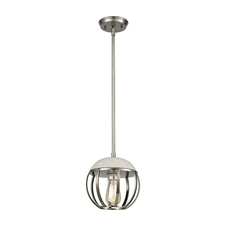 ELK Lighting Urban Form Mini Pendant, Nickel/Concrete & Metal Cage