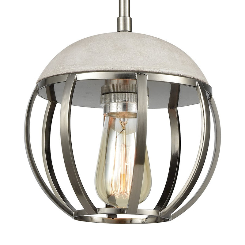 ELK Lighting Urban Form Mini Pendant, Nickel/Concrete & Metal Cage