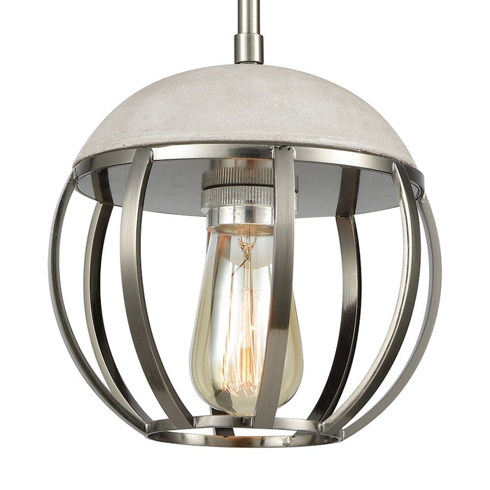 ELK Lighting Urban Form Mini Pendant, Nickel/Concrete & Metal Cage