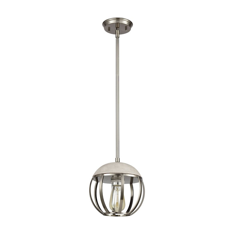 ELK Lighting Urban Form Mini Pendant, Nickel/Concrete & Metal Cage