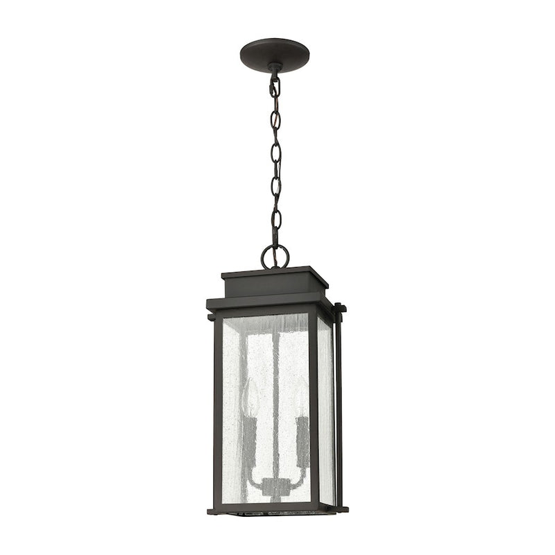 ELK Lighting Braddock 2-Light Outdoor Pendant, Bronze/Seedy