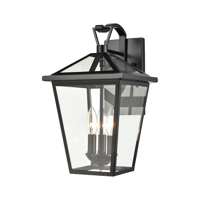 ELK Lighting Main Street Outdoor Sconce, Black/Clear Glass