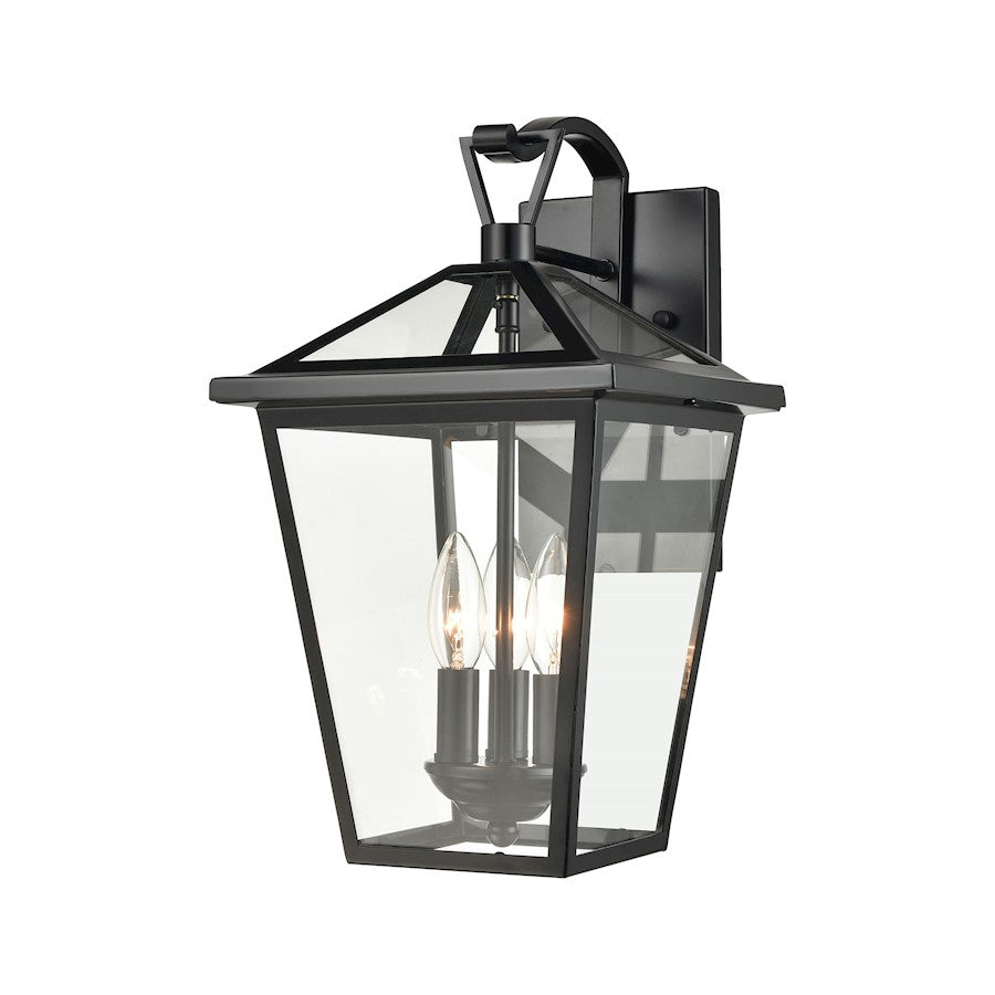 ELK Lighting Main Street Outdoor Sconce, Black/Clear Glass