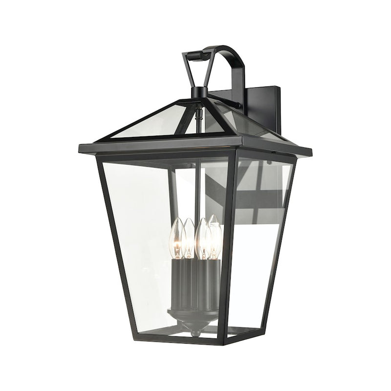 ELK Lighting Main Street 4-Light Outdoor Sconce, Black/Clear Glass