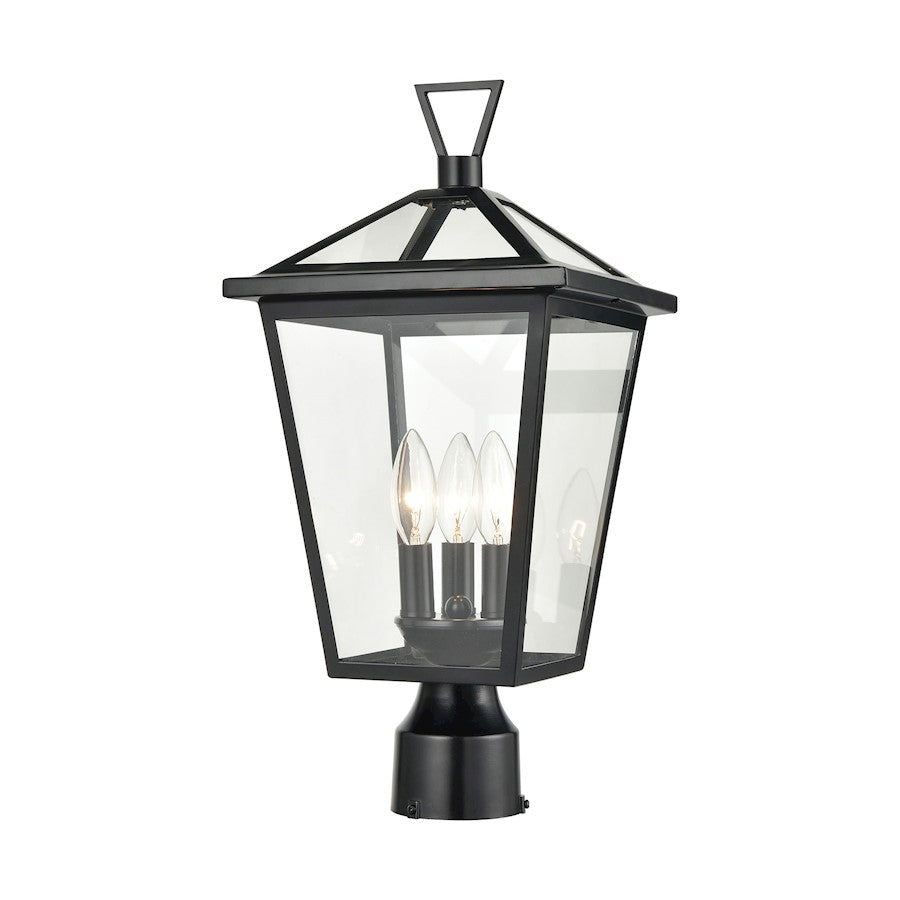ELK Lighting Main Street 3-Light Outdoor Post Mount, Black/Clear Glass