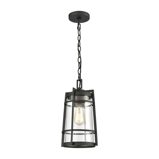 ELK Lighting Crofton 1-Light Outdoor Pendant, Charcoal/Clear Glass