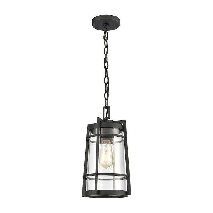 ELK Lighting Crofton 1-Light Outdoor Pendant, Charcoal/Clear Glass
