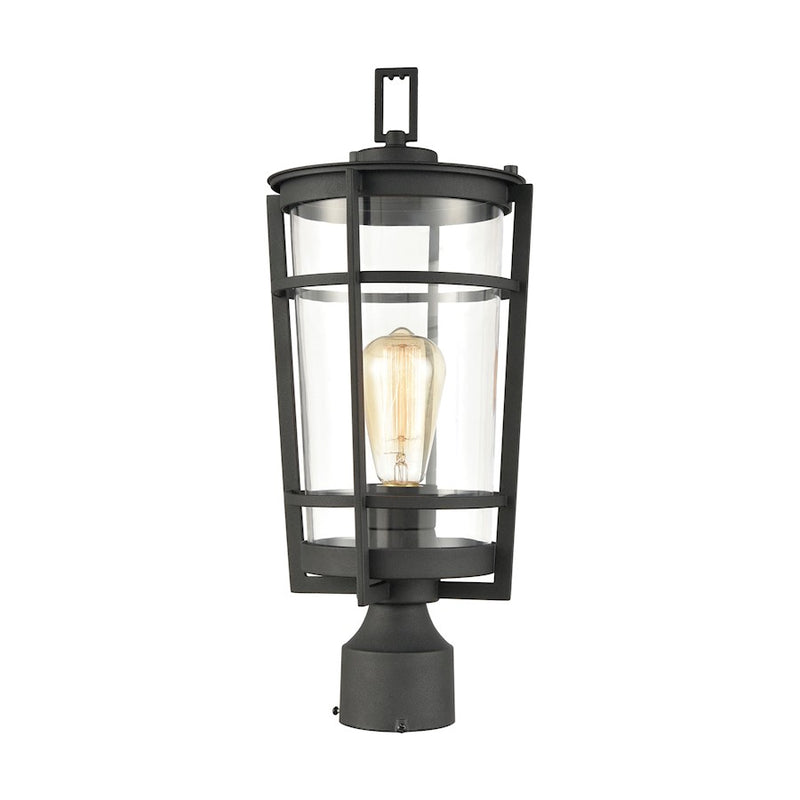 ELK Lighting Crofton 1-Light Outdoor Post Mount, Charcoal/Clear Glass