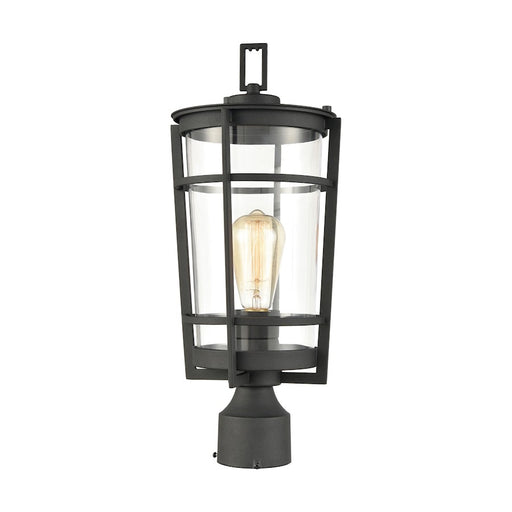 ELK Lighting Crofton 1-Light Outdoor Post Mount, Charcoal/Clear Glass