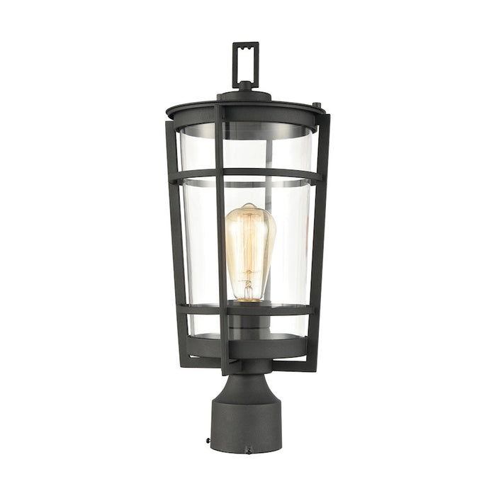 ELK Lighting Crofton 1-Light Outdoor Post Mount, Charcoal/Clear Glass