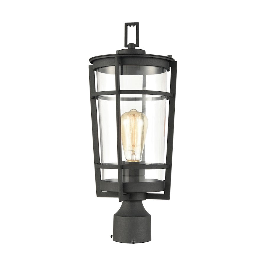 ELK Lighting Crofton 1-Light Outdoor Post Mount, Charcoal/Clear Glass